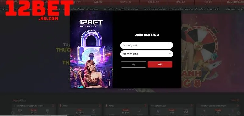 Đăng nhập 12BET 2 hỗ trợ lấy lại mật khẩu