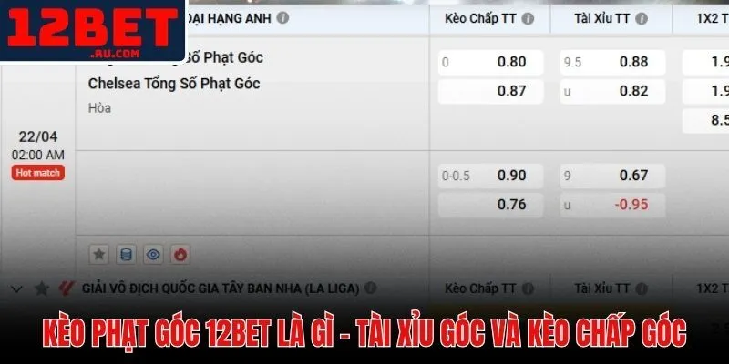 Kèo phạt góc 12BET - tài xỉu góc và chấp góc hai cơ chế hoàn toàn khác nhau